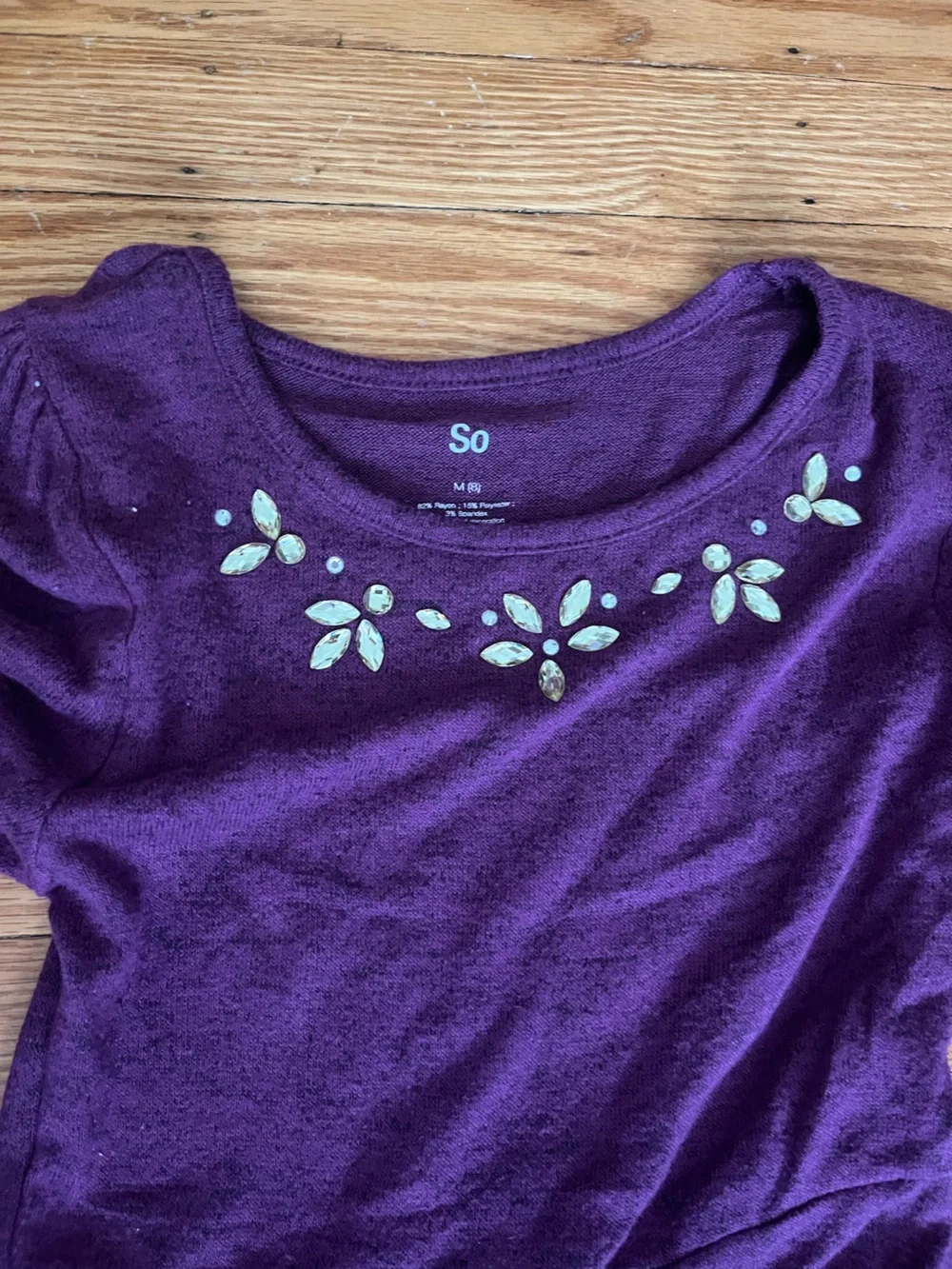 SO Purple Long Sleeve Fit-and-Flare Dress with Jewel Neck